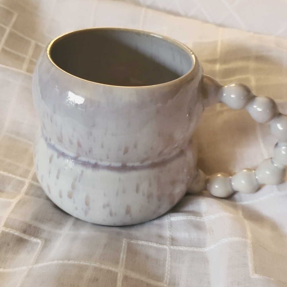 Unique Ceramic Mug with Beaded Handle‎